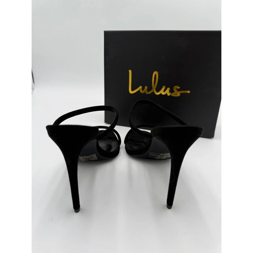 NEW Lulus Theyaa Suede‎ Strappy Stiletto Heeled Sandals High Heel Shoes 9 NWT